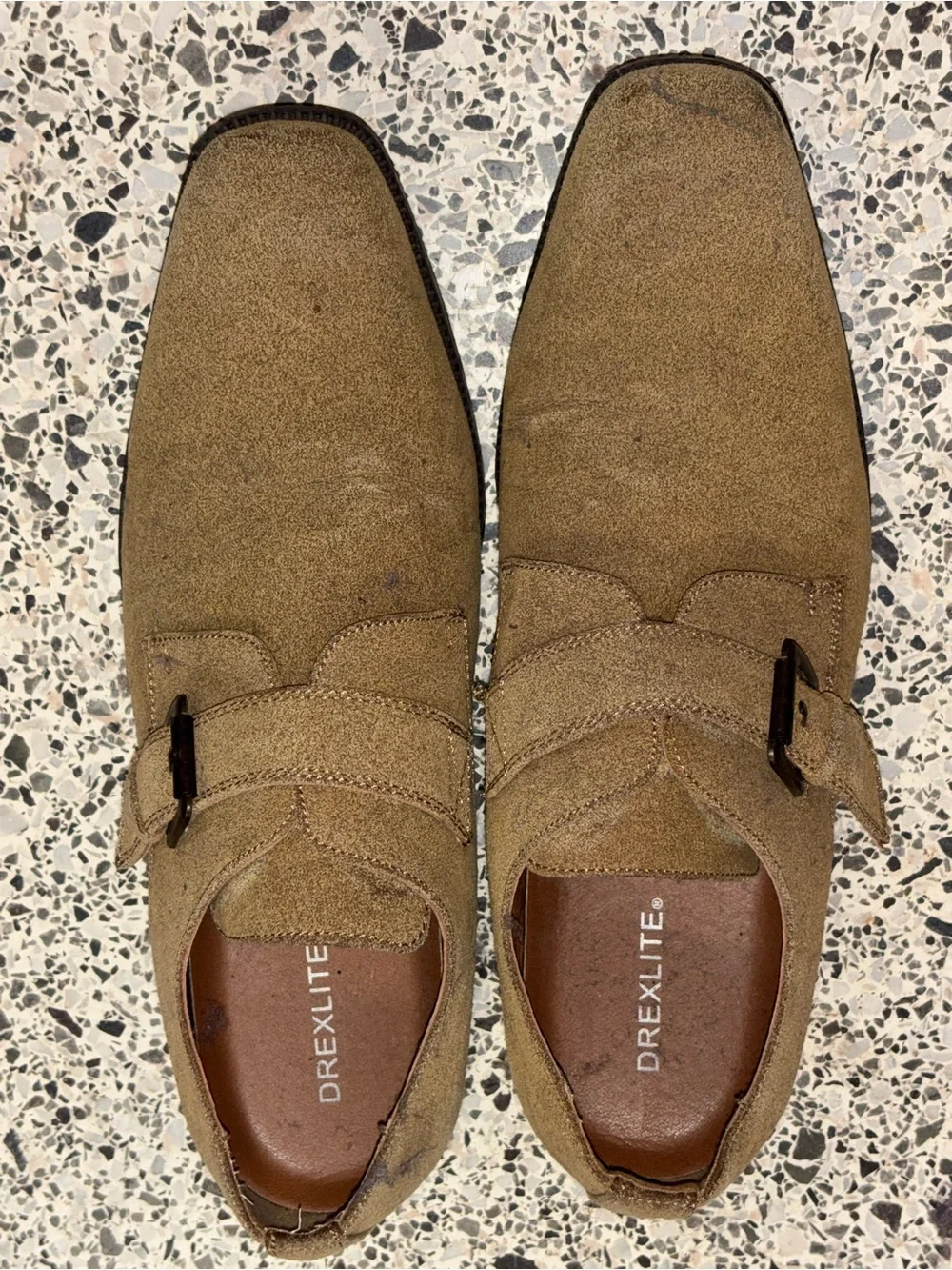 Drexlite Men’s Suede Monk Strap Loafers in Tan